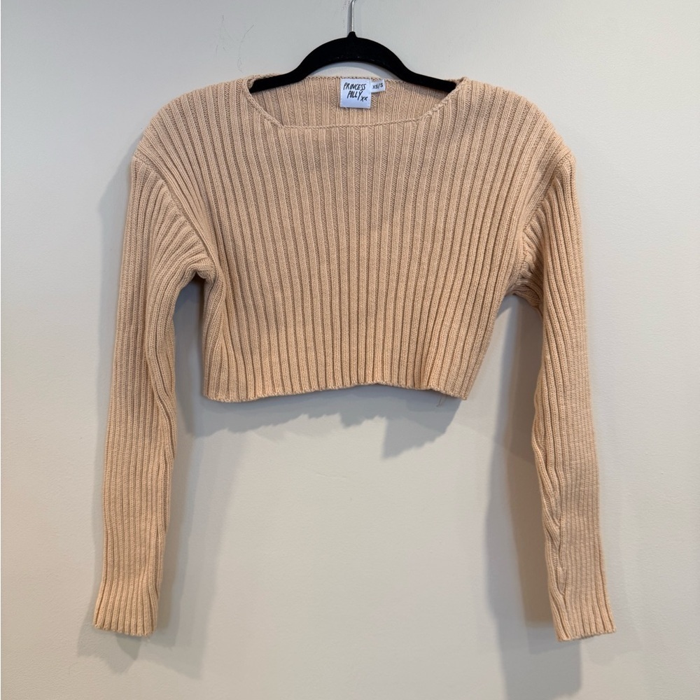 🔥Princess Poly Ribbed Tan Crop Top Women’s Size XS/S Like New🔥